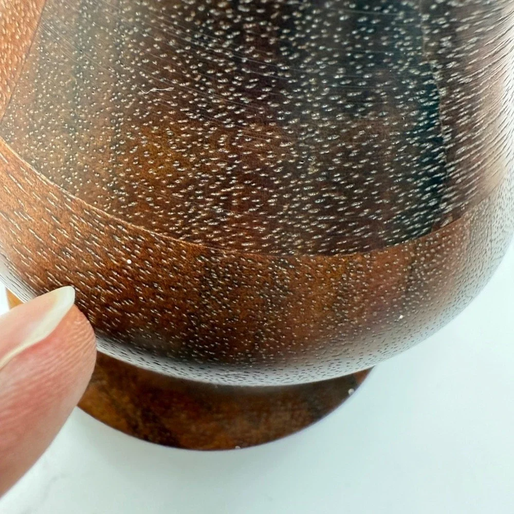 Hand Turned Wood Vase Striped Wood Decor Accent‎ Piece Rich Grain Artist Signed